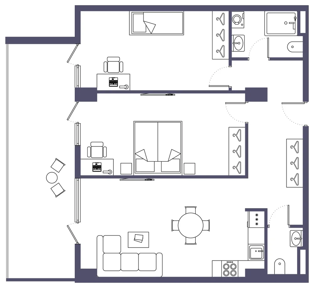 Two-bedroom apartment floor plan